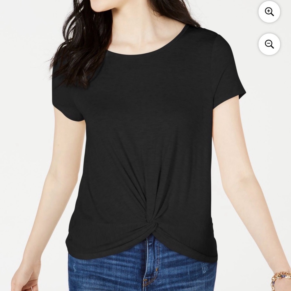 Maison Jules Black Twist Front Top XL | Short Sleeve Tee